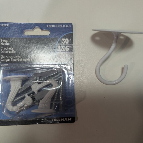 Lot of 3 White Swag Ceiling Hooks - Picture 1 of 1